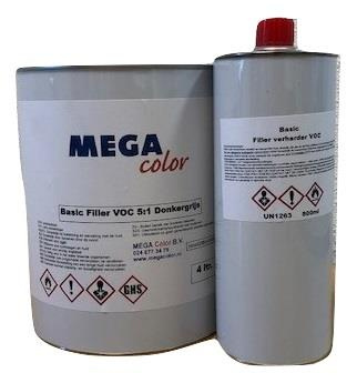 SET: Meganal Basic Filler Donker grijs 4 ltr. + verharder